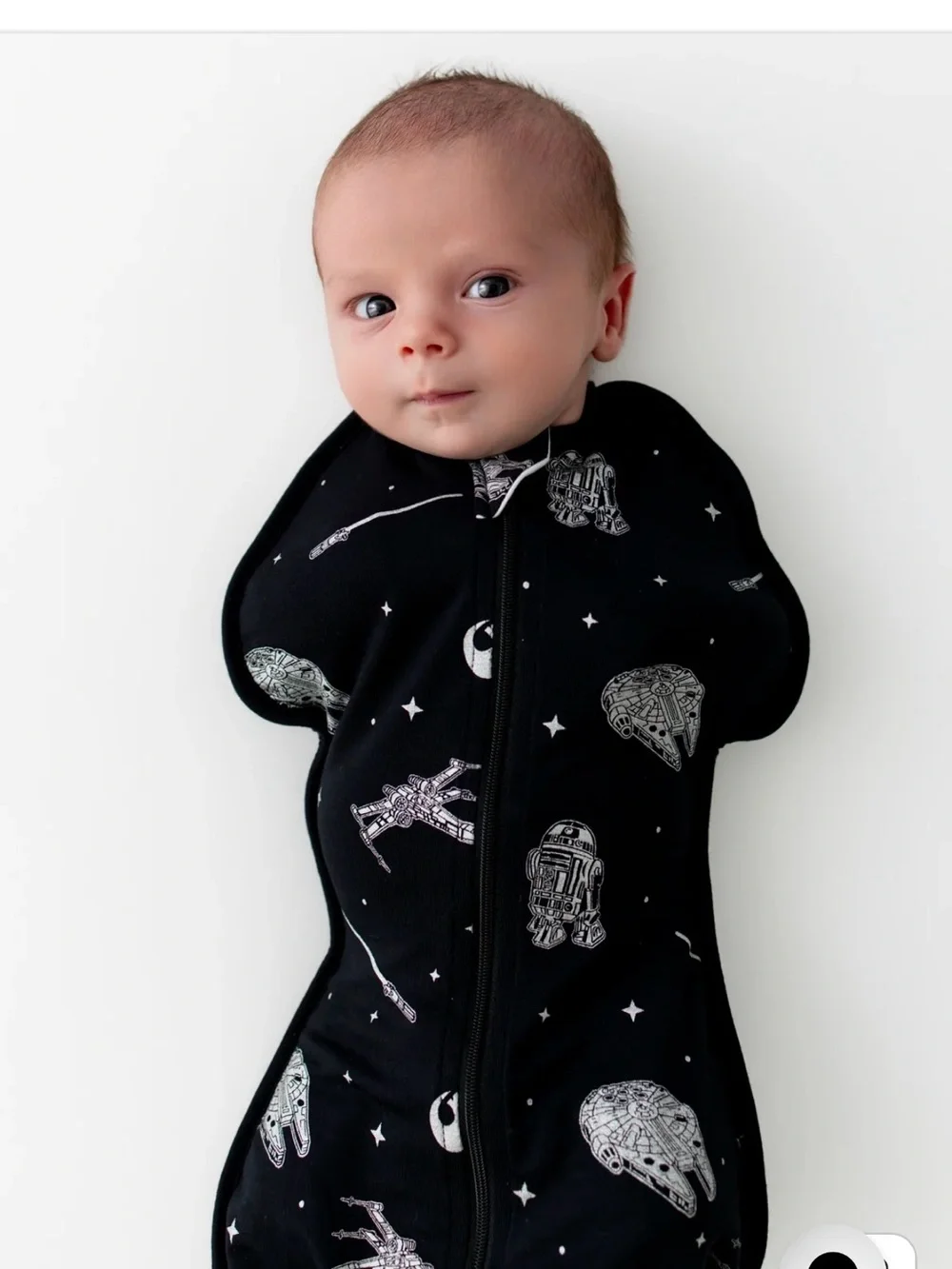 Kyte BABY Black Star Wars™ Sleep Sack with Galactic Print. Newborn Size
